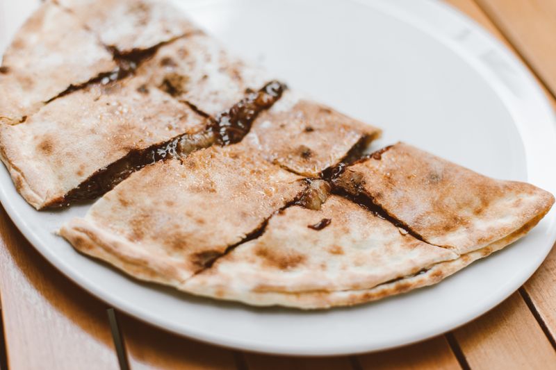 Nutella pizza dessert at Round table pizza