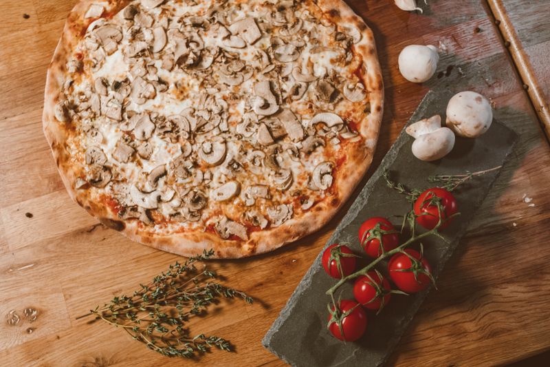 Truffle Mushroom pizza at Round table pizza